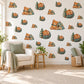 Teddy Bear Wall Stickers, Camping Bear Tent Nursery Decor, Woodland Adventure Wall Decals, Boys Kids Room Green Peel and Stick Wall Art
