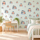 Penguin Wall Stickers, Winter Penguin Nursery Decor, Cute Snow Penguin Wall Decals, Navy Coral Kids Room Peel and Stick Wall Art