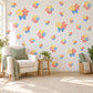 Balloon Wall Stickers, Party Balloon Nursery Decor, Balloons and Bows Wall Decals, Coral Yellow Blue Kids Room Peel and Stick Wall Art
