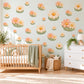 Daisy Wall Stickers, Peach Cream Flower Nursery Decor, Retro Daisy Wall Decals, Sage Green Girls Kids Room Peel and Stick Wall Art