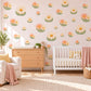 Daisy Wall Stickers, Peach Cream Flower Nursery Decor, Retro Daisy Wall Decals, Sage Green Girls Kids Room Peel and Stick Wall Art