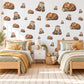 Otter Wall Stickers, Cute Otter Nursery Decor, Sleepy River Otters Wall Decals, Brown Teal Woodland Kids Room Peel and Stick Wall Art