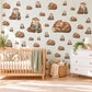 Otter Wall Stickers, Cute Otter Nursery Decor, Sleepy River Otters Wall Decals, Brown Teal Woodland Kids Room Peel and Stick Wall Art