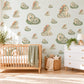 Dinosaur Wall Stickers, Sleepy Dino Nursery Decor, Cute Baby Dinosaur Wall Decals, Sage Green Peach Kids Room Peel and Stick Wall Art
