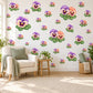 Pansy Wall Stickers, Purple Pansy Flower Nursery Decor, Watercolour Pansies Wall Decals, Lilac Peach Girls Room Peel and Stick Wall Art