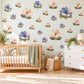 Magnolia Wall Stickers, Pink Blue Flower Nursery Decor, Magnolia and Anemone Wall Decals, Blush Periwinkle Girls Room Peel and Stick Art