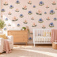 Magnolia Wall Stickers, Pink Blue Flower Nursery Decor, Magnolia and Anemone Wall Decals, Blush Periwinkle Girls Room Peel and Stick Art