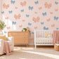 Bow Wall Stickers, Striped and Polka Dot Bow Nursery Decor, Candy Stripe Bows Wall Decals, Coral Blue Girls Room Peel and Stick Wall Art