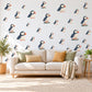 Puffin Wall Stickers, Coastal Puffin Nursery Decor, Cute Seabird Wall Decals, Navy Orange Nautical Kids Room Peel and Stick Wall Art