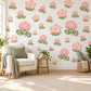 Clover Flower Wall Stickers, Pink Clover Blossom Nursery Decor, Smiling Flower Wall Decals, Blush Sage Girls Room Peel and Stick Wall Art