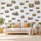 Canal Boat Wall Stickers, Narrowboat Nursery Decor, Little Barge Boats Wall Decals, Navy Mustard Red Kids Room Peel and Stick Wall Art