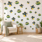 Firefly Wall Stickers, Cute Bug Nursery Decor, Fireflies and Caterpillars Wall Decals, Navy Yellow Green Kids Room Peel and Stick Wall Art