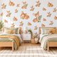 Deer Wall Stickers, Baby Fawn Woodland Nursery Decor, Sleeping Deer Wall Decals, Caramel Sage Neutral Kids Room Peel and Stick Wall Art