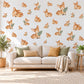 Deer Wall Stickers, Baby Fawn Woodland Nursery Decor, Sleeping Deer Wall Decals, Caramel Sage Neutral Kids Room Peel and Stick Wall Art