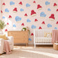 Winter Wall Stickers, Mitten and Bobble Hat Nursery Decor, Cute Christmas Wall Decals, Blue Red Kids Room Peel and Stick Wall Art