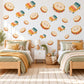 Music Wall Stickers, Musical Instrument Nursery Decor, Tambourine and Xylophone Wall Decals, Retro Teal Orange Kids Peel and Stick Art