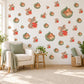 Mouse Wall Stickers, Field Mouse and Apple Nursery Decor, Cute Mice Woodland Wall Decals, Red Sage Neutral Kids Room Peel and Stick Art