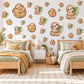Sloth Wall Stickers, Cute Sloth Jungle Nursery Decor, Sloths with Mangoes Wall Decals, Brown Green Tropical Kids Room Peel and Stick Art
