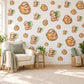 Sloth Wall Stickers, Cute Sloth Jungle Nursery Decor, Sloths with Mangoes Wall Decals, Brown Green Tropical Kids Room Peel and Stick Art