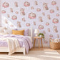 Kitten Wall Stickers, Cute Cat and Blossom Nursery Decor, Sleepy Kittens Wall Decals, Blush Pink Grey Girls Room Peel and Stick Wall Art