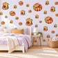 Red Panda Wall Stickers, Cute Red Panda Nursery Decor, Sleepy Red Pandas with Pears Wall Decals, Rust Green Kids Room Peel and Stick Art