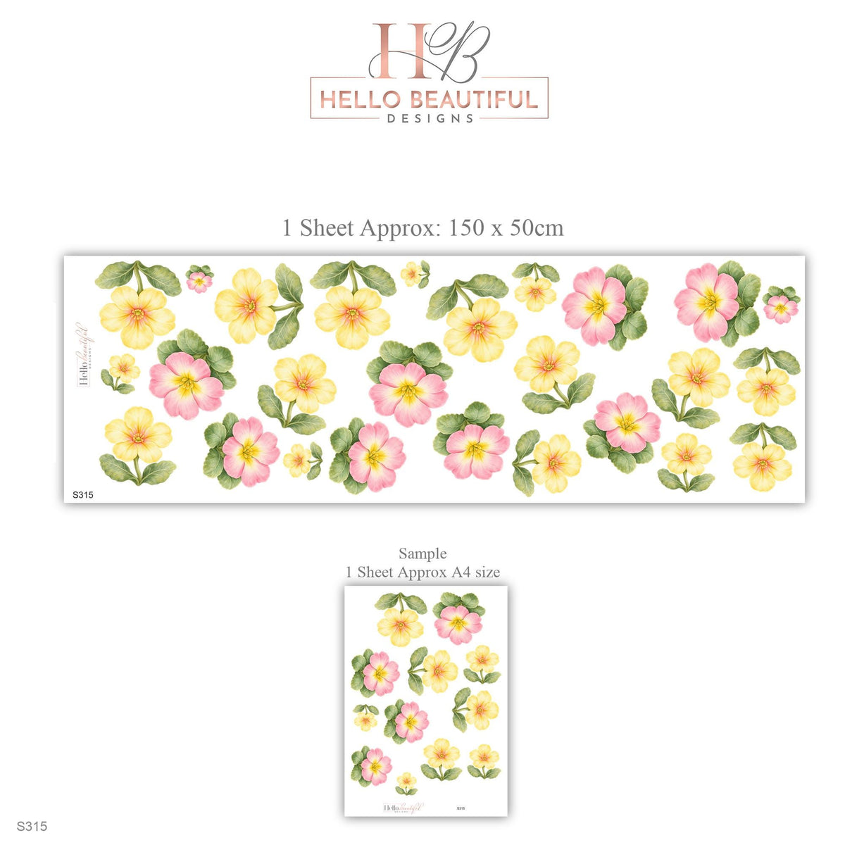 Primrose Wall Stickers, Spring Flower Nursery Decor, Pink Yellow Primrose Wall Decals, Floral Girls Kids Room Peel and Stick Wall Art