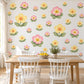 Primrose Wall Stickers, Spring Flower Nursery Decor, Pink Yellow Primrose Wall Decals, Floral Girls Kids Room Peel and Stick Wall Art