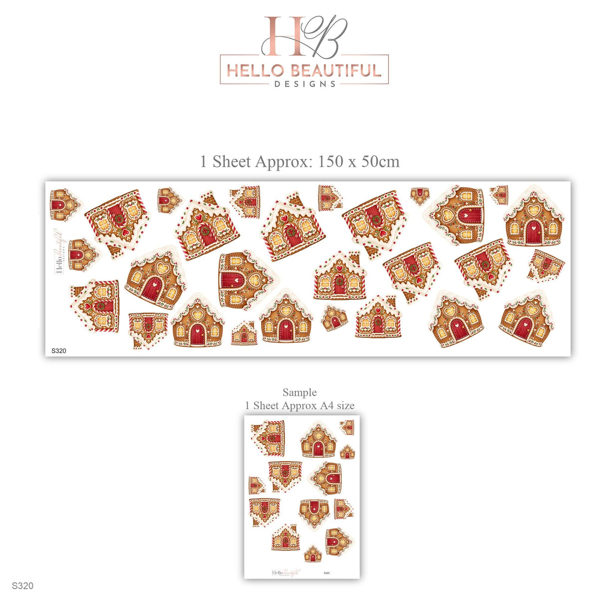 Gingerbread House Wall Stickers, Christmas Nursery Decor, Gingerbread Cottage Wall Decals, Red Brown Festive Kids Peel and Stick Wall Art