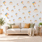 Kite Wall Stickers, Kites and Rainbow Cloud Nursery Decor, Smiling Cloud Wall Decals, Blue Yellow Orange Kids Room Peel and Stick Wall Art