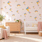 Kite Wall Stickers, Kites and Rainbow Cloud Nursery Decor, Smiling Cloud Wall Decals, Blue Yellow Orange Kids Room Peel and Stick Wall Art