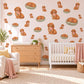 Dachshund Wall Stickers, Sausage Dog Nursery Decor, Puppy and Daisy Wall Decals, Caramel Sage Pink Kids Room Peel and Stick Wall Art