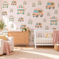 Ice Cream Wall Stickers, Ice Cream Cart and Van Nursery Decor, Retro Ice Cream Truck Wall Decals, Peach Teal Kids Room Peel and Stick Art