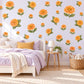 Marigold Wall Stickers, Orange Flower Nursery Decor, Marigold and Zinnia Wall Decals, Warm Orange Green Floral Kids Room Peel and Stick Art