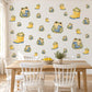 Frog Wall Stickers, Frog and Wellies Nursery Decor, Cute Rainy Day Frog Wall Decals, Green Yellow Blue Kids Room Peel and Stick Wall Art