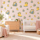 Frog Wall Stickers, Frog and Wellies Nursery Decor, Cute Rainy Day Frog Wall Decals, Green Yellow Blue Kids Room Peel and Stick Wall Art