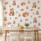 Fox Wall Stickers, Cosy Fox Woodland Nursery Decor, Sleepy Foxes in Scarves Wall Decals, Orange Blue Kids Room Peel and Stick Wall Art