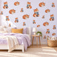 Fox Wall Stickers, Cosy Fox Woodland Nursery Decor, Sleepy Foxes in Scarves Wall Decals, Orange Blue Kids Room Peel and Stick Wall Art