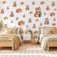 Fox Wall Stickers, Cosy Fox Woodland Nursery Decor, Sleepy Foxes in Scarves Wall Decals, Orange Blue Kids Room Peel and Stick Wall Art