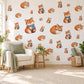 Fox Wall Stickers, Cosy Fox Woodland Nursery Decor, Sleepy Foxes in Scarves Wall Decals, Orange Blue Kids Room Peel and Stick Wall Art