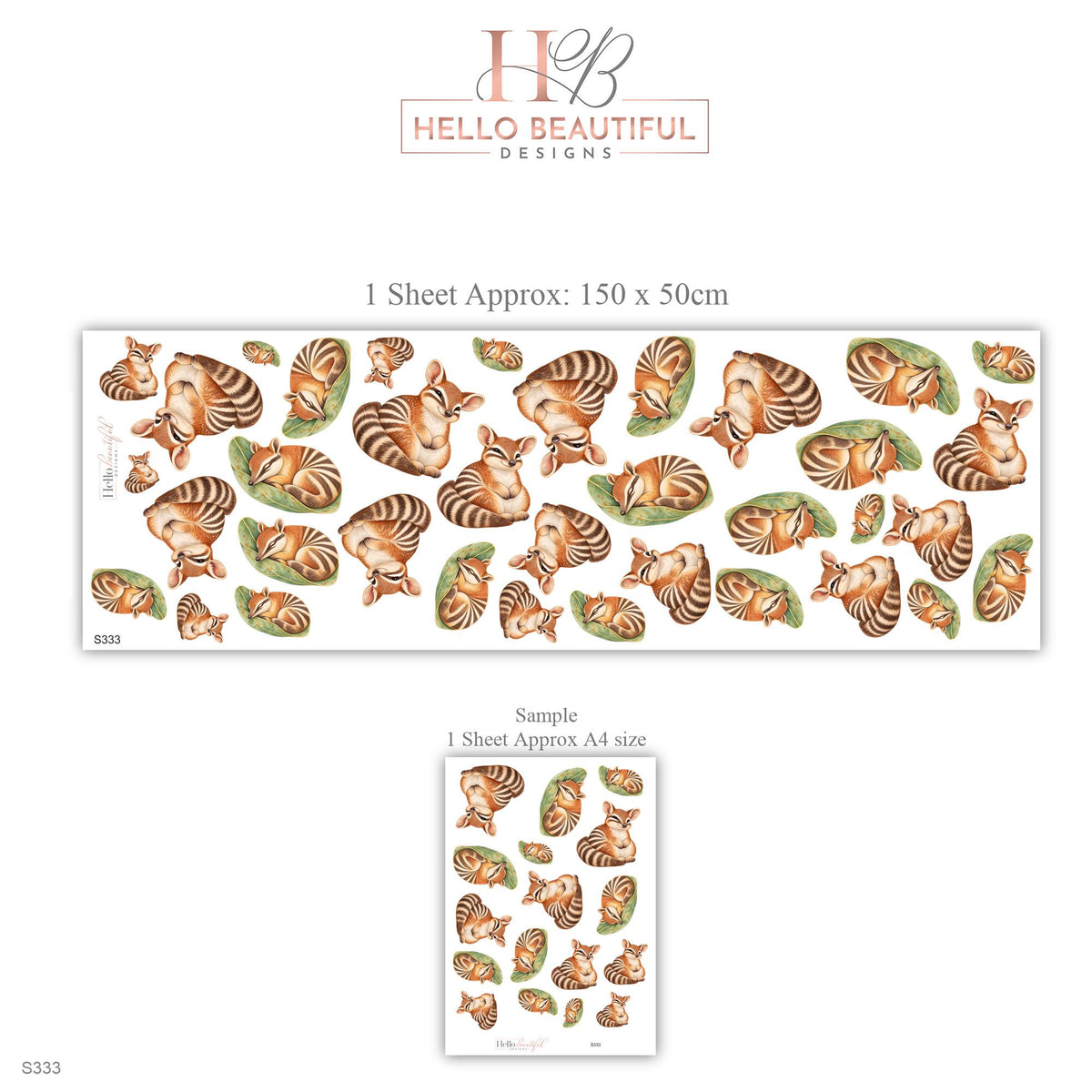 Numbat Wall Stickers, Australian Animal Nursery Decor, Cute Striped Numbat Wall Decals, Rust Green Neutral Kids Room Peel and Stick Art