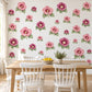 Hollyhock Wall Stickers, Pink Flower Nursery Decor, Cottage Garden Hollyhock Wall Decals, Rose Plum Floral Girls Room Peel and Stick Art
