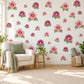 Hollyhock Wall Stickers, Pink Flower Nursery Decor, Cottage Garden Hollyhock Wall Decals, Rose Plum Floral Girls Room Peel and Stick Art