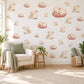 Lamb Wall Stickers, Baby Sheep Nursery Decor, Sleepy Lambs and Patchwork Wall Decals, Cream Dusty Pink Sage Kids Room Peel and Stick Art