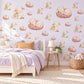 Lamb Wall Stickers, Baby Sheep Nursery Decor, Sleepy Lambs and Patchwork Wall Decals, Cream Dusty Pink Sage Kids Room Peel and Stick Art