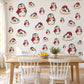 Penguin Wall Stickers, Christmas Penguin Nursery Decor, Hot Cocoa Penguins Wall Decals, Red Grey Winter Kids Room Peel and Stick Wall Art