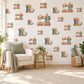 Sewing Wall Stickers, Vintage Sewing Machine Decor, Thread Spool and Pincushion Wall Decals, Coral Teal Craft Room Peel and Stick Wall Art