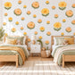 Calendula Wall Stickers, Yellow Flower Nursery Decor, Sunny Calendula Blooms Wall Decals, Golden Apricot Green Floral Peel and Stick Art