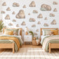 Walrus Wall Stickers, Baby Walrus Nursery Decor, Sleepy Arctic Walrus Wall Decals, Taupe Sage Neutral Kids Room Peel and Stick Wall Art
