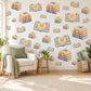 Book Wall Stickers, Storybook Nursery Decor, Book Stack Wall Decals, Reading Nook Kids Room Mustard Blue Peel and Stick Wall Art