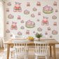 Hippo Wall Stickers, Baby Hippo Nursery Decor, Watermelon Wall Decals, Lilac Pink Green Kids Room Safari Peel and Stick Wall Art
